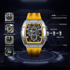 TSAR BOMBA Mens Watches Luxury Tonneau Watches for Men Waterproof 50M Analog Watch Chronograph Calendar Date Men’s Dress Business Work Watch Diver Large Square Face Wristwatch