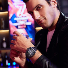 TSAR BOMBA Mens Watches Luxury Tonneau Watches for Men Waterproof 50M Analog Watch Chronograph Calendar Date Men’s Dress Business Work Watch Diver Large Square Face Wristwatch