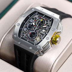 TSAR BOMBA Mens Watches Luxury Tonneau Watches for Men Waterproof 50M Analog Watch Chronograph Calendar Date Men’s Dress Business Work Watch Diver Large Square Face Wristwatch