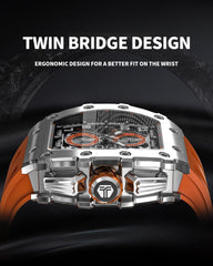 TSAR BOMBA Mens Watches Luxury Tonneau Watches for Men Waterproof 50M Analog Watch Chronograph Calendar Date Men’s Dress Business Work Watch Diver Large Square Face Wristwatch