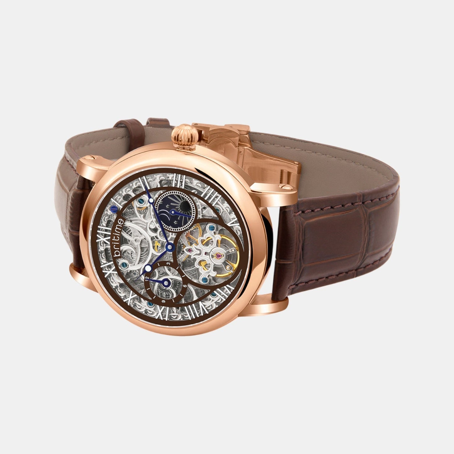 Men Automatic Silver Dial Analog Leather Watch 786-L30608