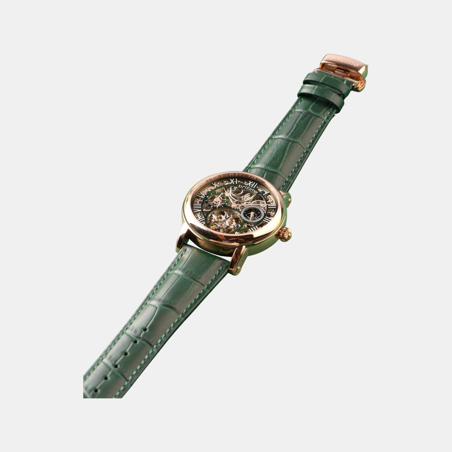 Men Automatic Green Dial Multi-Function Leather Watch 786-L31412