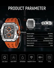 TSAR BOMBA Mens Watches Luxury Tonneau Watches for Men Waterproof 50M Analog Watch Chronograph Calendar Date Men’s Dress Business Work Watch Diver Large Square Face Wristwatch