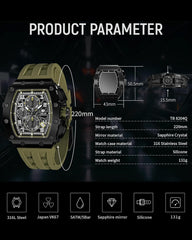 TSAR BOMBA Mens Watches Luxury Tonneau Watches for Men Waterproof 50M Analog Watch Chronograph Calendar Date Men’s Dress Business Work Watch Diver Large Square Face Wristwatch