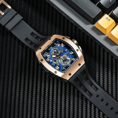 TSAR BOMBA Mens Watches Luxury Tonneau Watches for Men Waterproof 50M Analog Watch Chronograph Calendar Date Men’s Dress Business Work Watch Diver Large Square Face Wristwatch