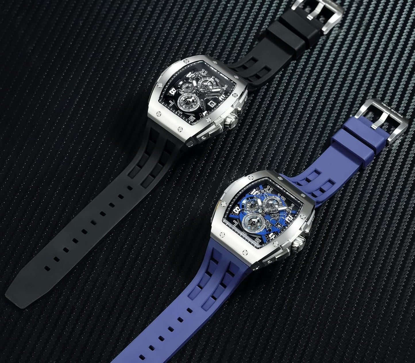 TSAR BOMBA Mens Watches Luxury Tonneau Watches for Men Waterproof 50M Analog Watch Chronograph Calendar Date Men’s Dress Business Work Watch Diver Large Square Face Wristwatch