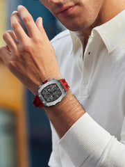 TSAR BOMBA Mens Watches Luxury Tonneau Watches for Men Waterproof 50M Analog Watch Chronograph Calendar Date Men’s Dress Business Work Watch Diver Large Square Face Wristwatch