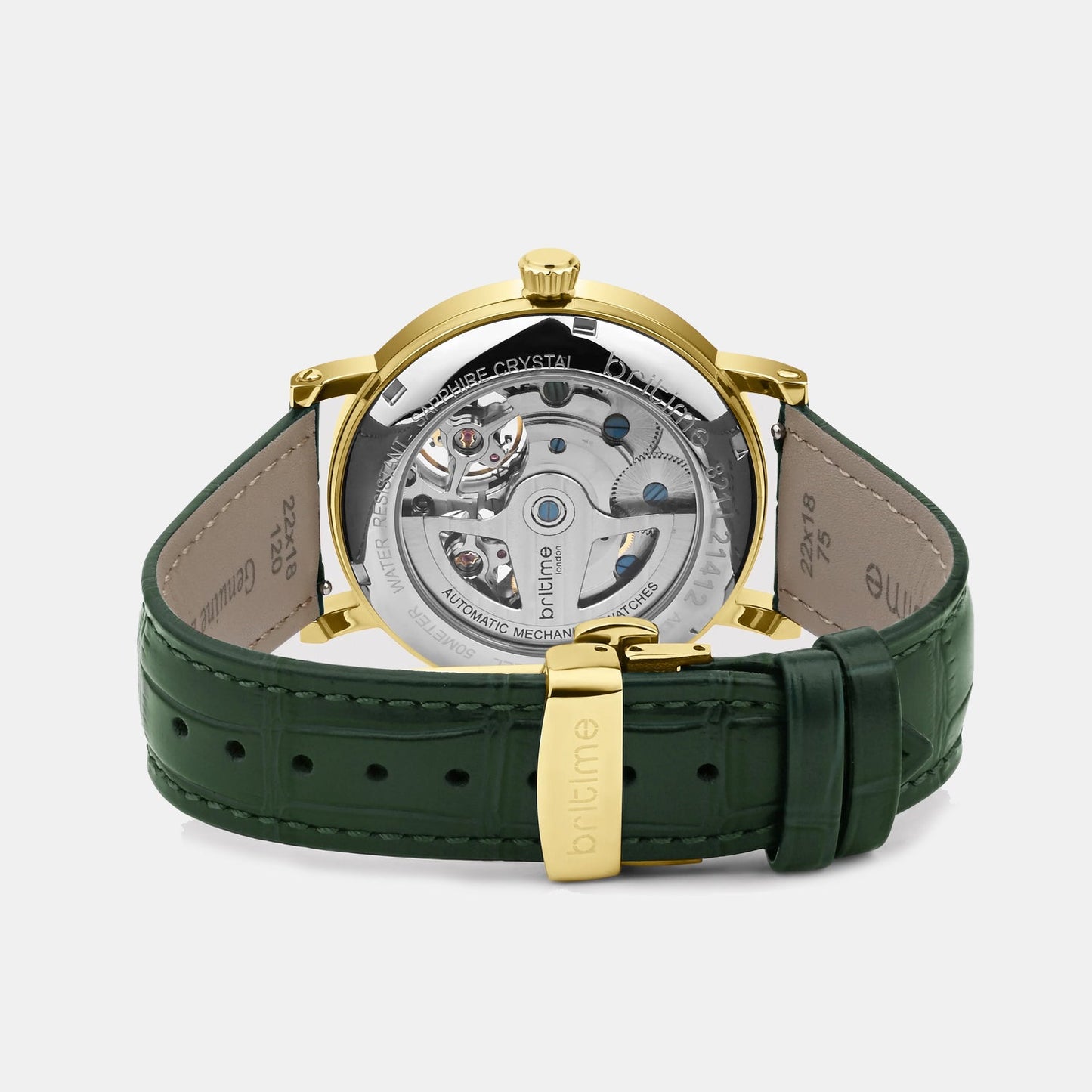 Men Automatic Green Dial Multi-Function Leather Watch 821-L21412