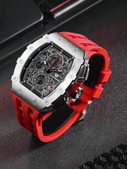 TSAR BOMBA Mens Watches Luxury Tonneau Watches for Men Waterproof 50M Analog Watch Chronograph Calendar Date Men’s Dress Business Work Watch Diver Large Square Face Wristwatch