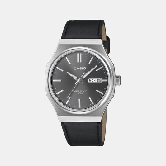 Enticer Men Quartz Grey Dial Analog Leather Watch A2419