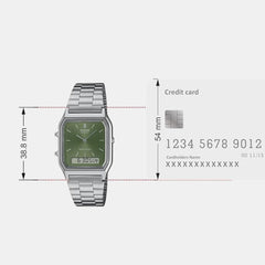 Vintage Unisex Quartz Green Dial Analog Stainless Steel Watch AD278