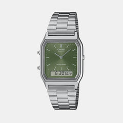 Vintage Unisex Quartz Green Dial Analog Stainless Steel Watch AD278