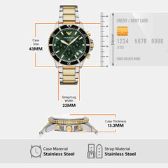 World Explorer Men Solar Green Dial Chronograph Stainless Steel Watch AR11695