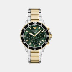 World Explorer Men Solar Green Dial Chronograph Stainless Steel Watch AR11695