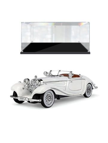 White - Mercedes Benz 500K Model 1:24 Scale Diecast Car - Metal Collectible | NX-N-24 - Acrylic Transparent Box.
