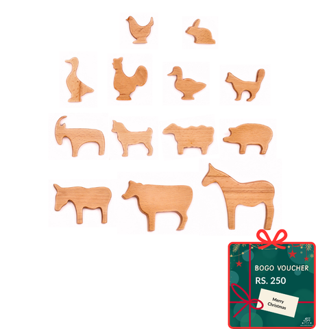 Wooden Farm Animals Set of 13