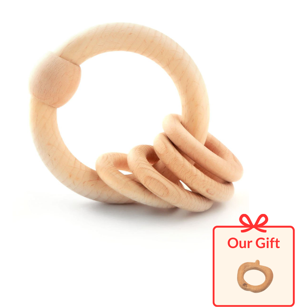 Wooden Rattle - Circular Natural