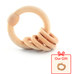 Wooden Rattle - Circular Natural