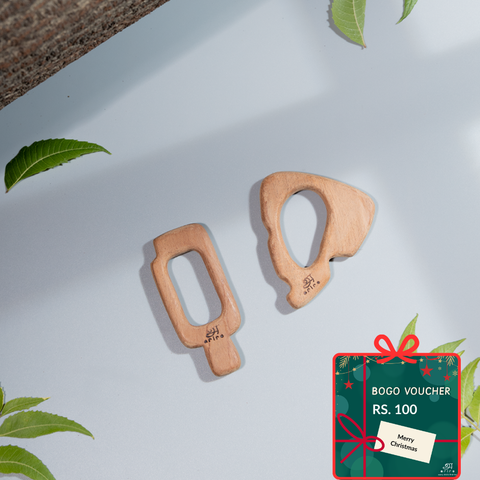 Wooden Teethers - Cheese and ice-cream stick