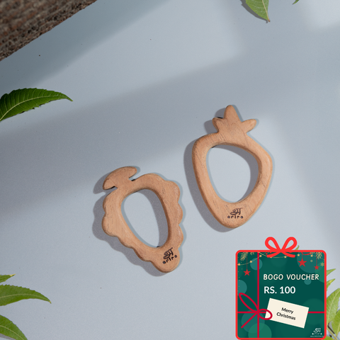 Wooden Teethers - Grape and Carrot