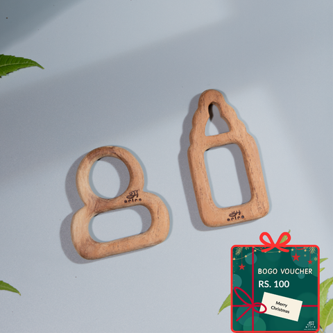Wooden Teethers - Pacifier and Milk bottle