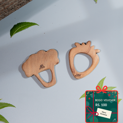 Wooden Teethers - Strawberry and Broccoli