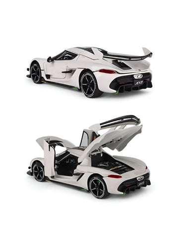 White - Chiyuan Koenigsegg Diecast Car – Premium Scale Model for Collectors & Enthusiasts with Acrylic Display Case.