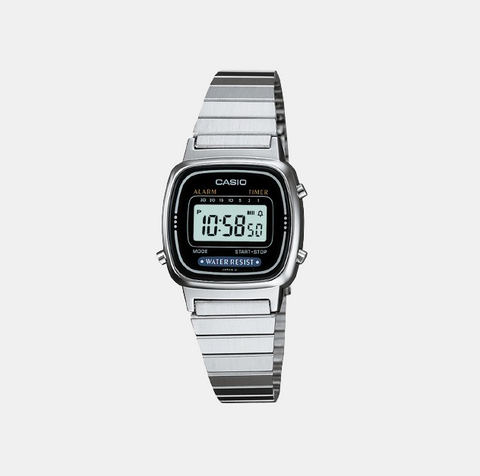 Vintage Women Quartz Black Dial Digital Stainless Steel Watch D123