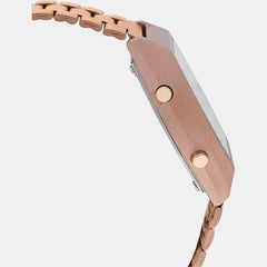 Vintage Unisex Quartz Rose Gold Dial Digital Stainless Steel Watch D128