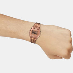 Vintage Unisex Quartz Rose Gold Dial Digital Stainless Steel Watch D128