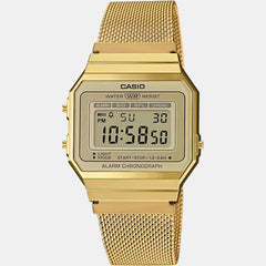 Vintage Unisex Quartz Gold Dial Digital Stainless Steel Watch D171