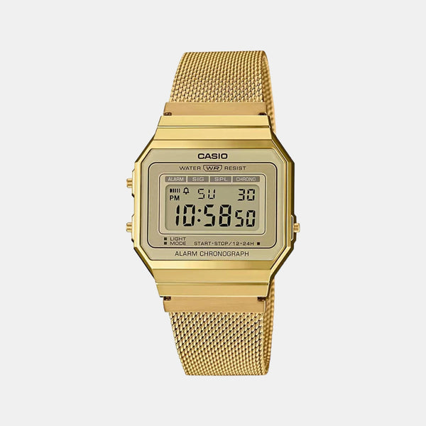 Vintage Unisex Quartz Gold Dial Digital Stainless Steel Watch D171