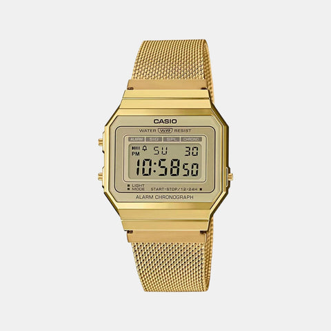 Vintage Unisex Quartz Gold Dial Digital Stainless Steel Watch D171