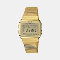 Vintage Unisex Quartz Gold Dial Digital Stainless Steel Watch D171
