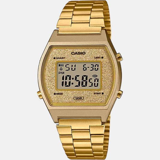 Vintage Unisex Quartz Gold Dial Digital Stainless Steel Watch D188