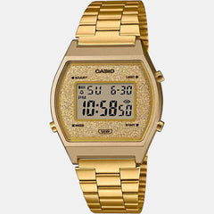 Vintage Unisex Quartz Gold Dial Digital Stainless Steel Watch D188