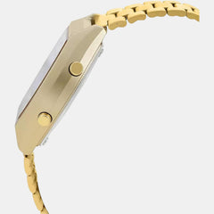 Vintage Unisex Quartz Gold Dial Digital Stainless Steel Watch D188