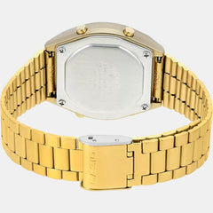 Vintage Unisex Quartz Gold Dial Digital Stainless Steel Watch D188