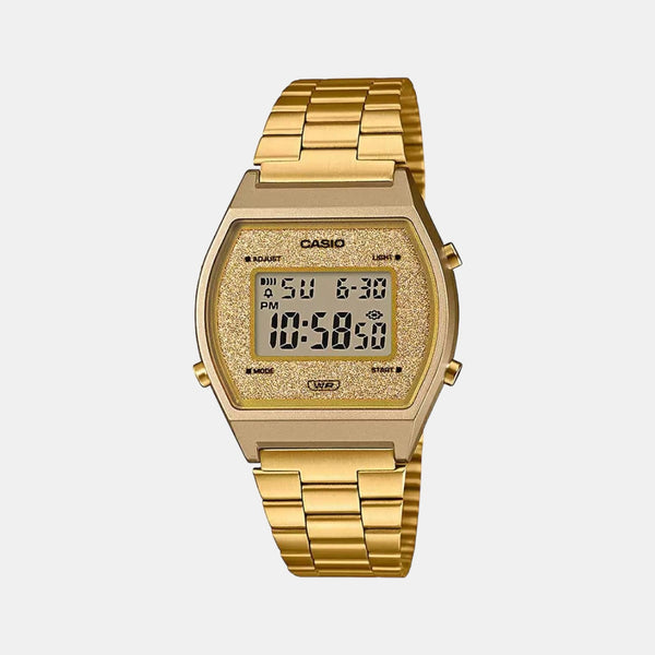 Vintage Unisex Quartz Gold Dial Digital Stainless Steel Watch D188