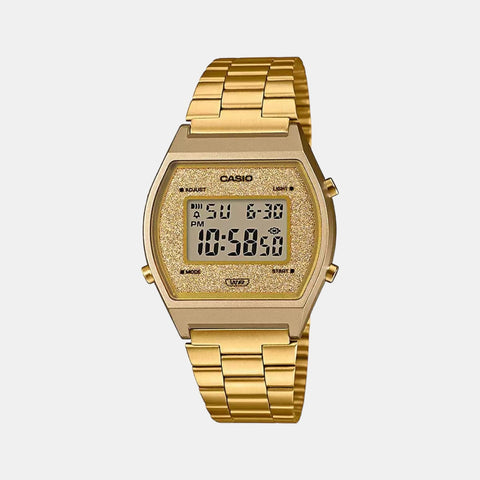 Vintage Unisex Quartz Gold Dial Digital Stainless Steel Watch D188