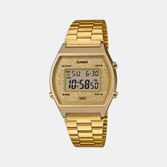 Vintage Unisex Quartz Gold Dial Digital Stainless Steel Watch D188