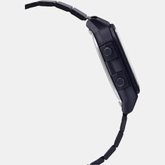 Vintage Unisex Quartz Black Dial Digital Stainless Steel Watch D199