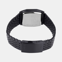 Vintage Unisex Quartz Black Dial Digital Stainless Steel Watch D325