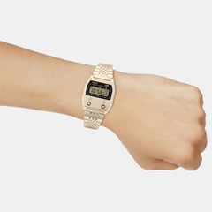 Vintage Unisex Quartz Gold Dial Digital Stainless Steel Watch D327