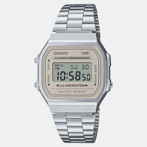 Vintage Unisex Quartz Light Brown Dial Digital Stainless Steel Watch D332