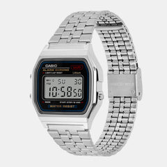 Vintage Unisex Quartz Black Dial Digital Stainless Steel Watch D338