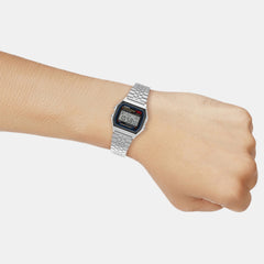 Vintage Unisex Quartz Black Dial Digital Stainless Steel Watch D338