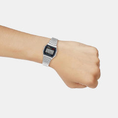 Vintage Unisex Quartz Black Dial Digital Stainless Steel Watch D339