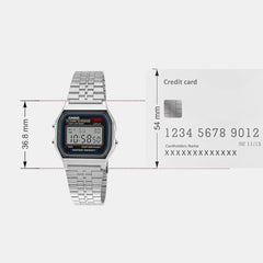 Vintage Unisex Quartz Black Dial Digital Stainless Steel Watch D339