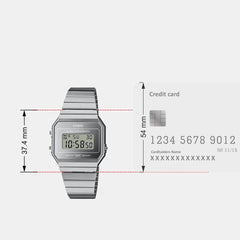 Vintage Unisex Quartz Silver Dial Digital Stainless Steel Watch D346